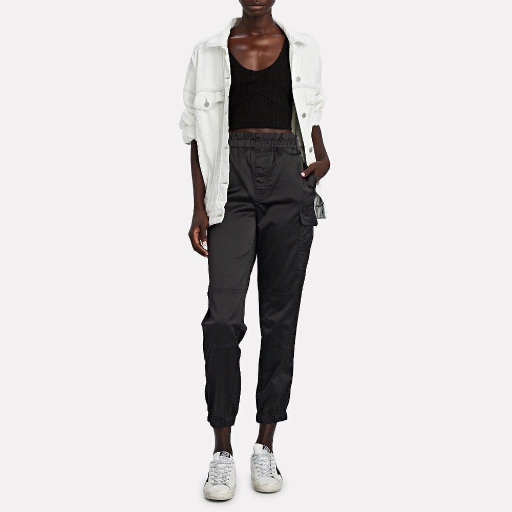 NWT J Brand black satin cargo jogger pants